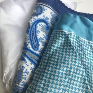 Lot of three 100% silk pocket squares